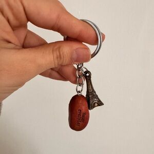 Eiffel Tower Keychain with Inspirational Bean Charm